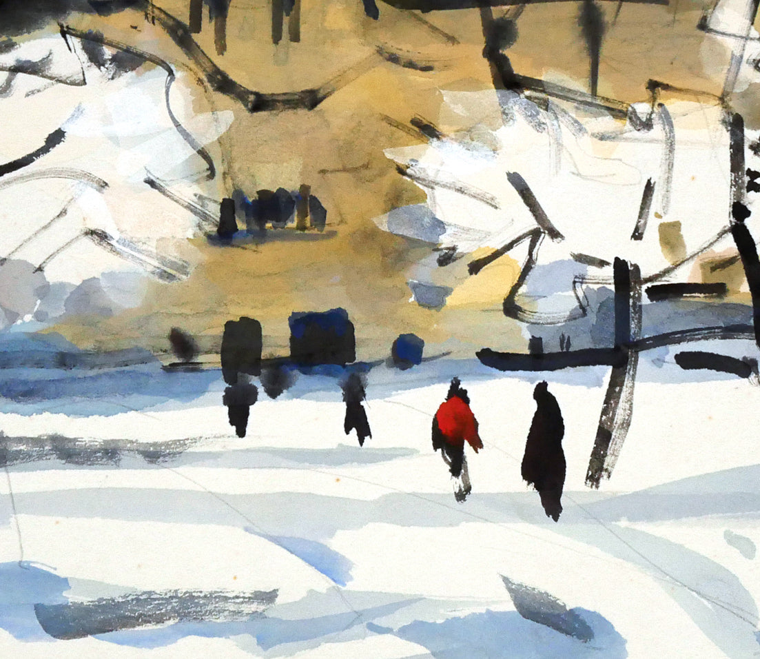 鹿毛正三「北海道大学農学部」水彩画・色紙 拡大画像4