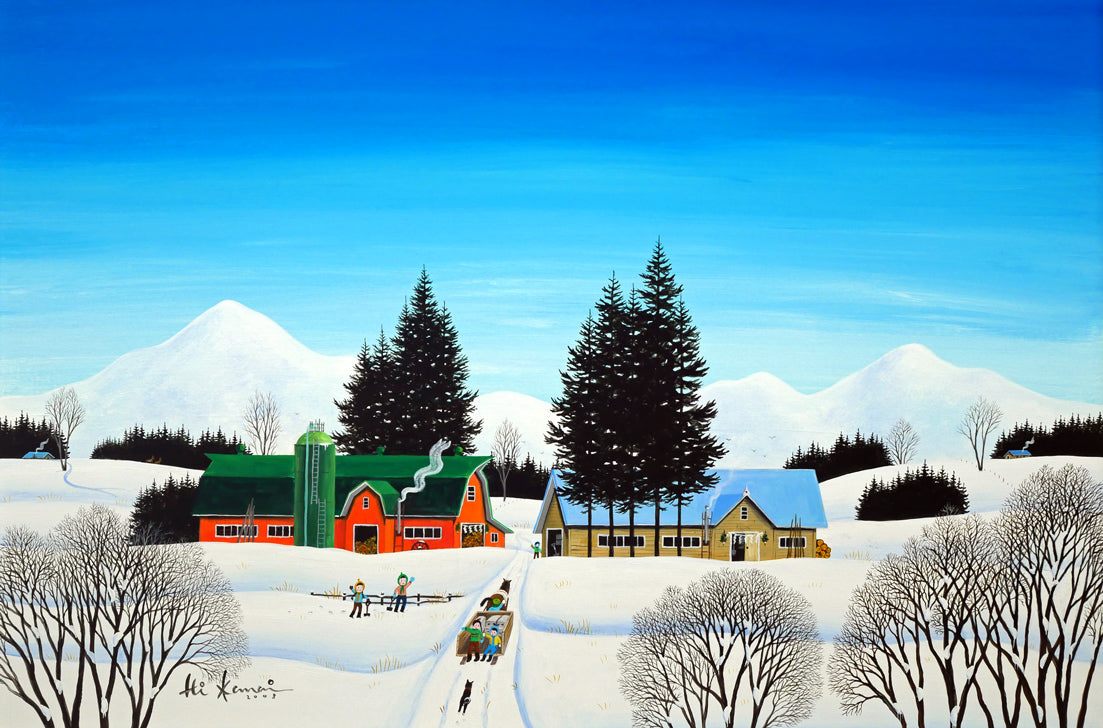 金井英明「しゃんしゃら荷馬車らくちんだ」肉筆アクリル画1点物・20号 作品全体画像