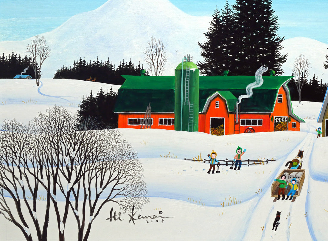 金井英明「しゃんしゃら荷馬車らくちんだ」肉筆アクリル画1点物・20号 拡大画像3