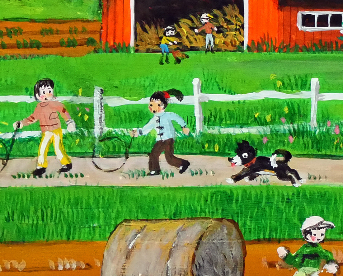 金井英明「ぐるぐる輪回し」肉筆アクリル画1点物・10号 拡大画像7