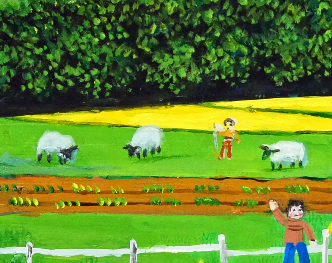 金井英明「ぐるぐる輪回し」肉筆アクリル画1点物・10号 拡大画像5