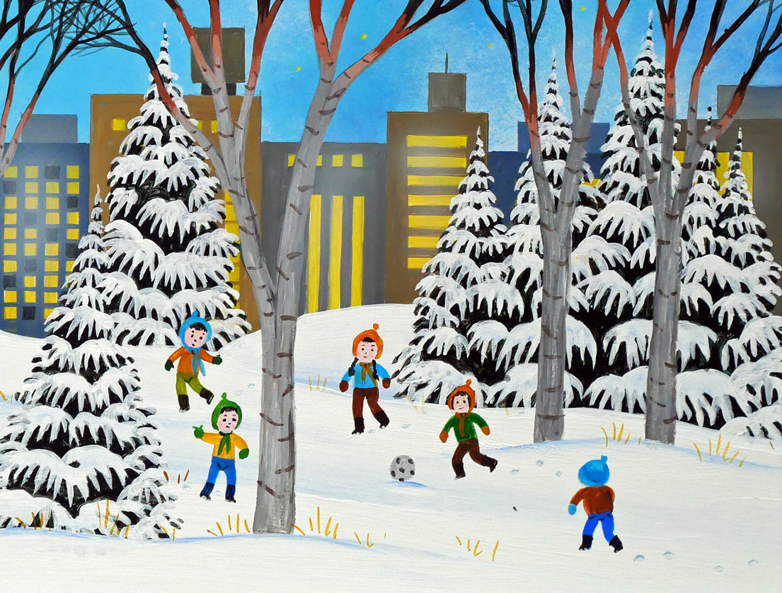 金井英明「イルミネーション ファンタジー(サンタとツリー)」肉筆アクリル画1点物・6号 拡大画像4