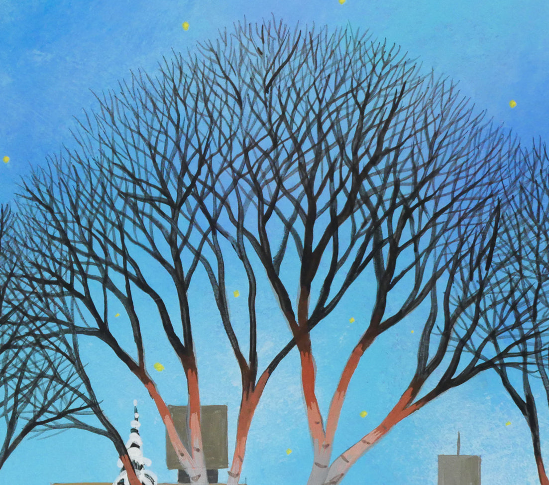 金井英明「イルミネーション ファンタジー(サンタとツリー)」肉筆アクリル画1点物・6号 拡大画像5