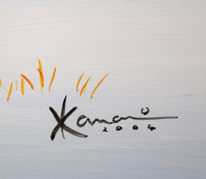 金井英明「咲いた咲いた大地の花が(冬)」アクリル画・15号 サイン・年記(2004年作)拡大画像