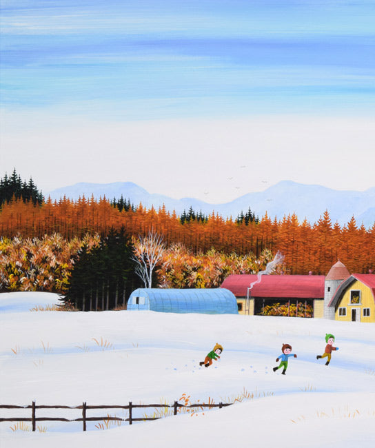 金井英明「咲いた咲いた大地の花が(冬)」アクリル画・15号 拡大画像1