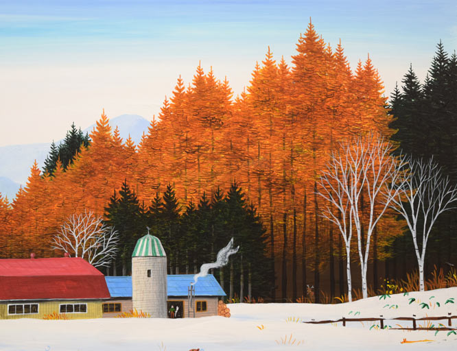 金井英明「咲いた咲いた大地の花が(冬)」アクリル画・15号 拡大画像4