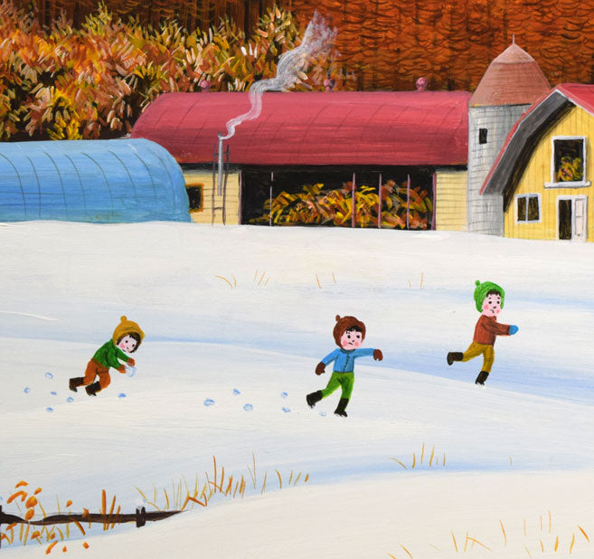 金井英明「咲いた咲いた大地の花が(冬)」アクリル画・15号 拡大画像7