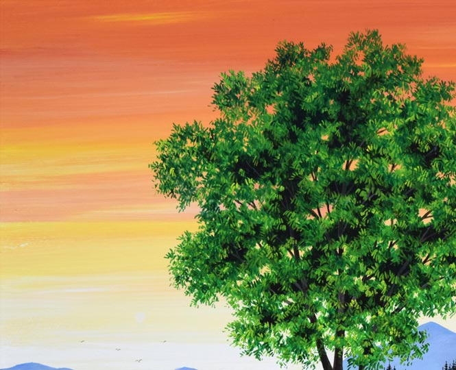 金井英明「咲いた咲いた大地の花が(春)」アクリル画・10号 拡大画像1