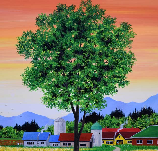 金井英明「咲いた咲いた大地の花が(春)」アクリル画・10号 拡大画像5