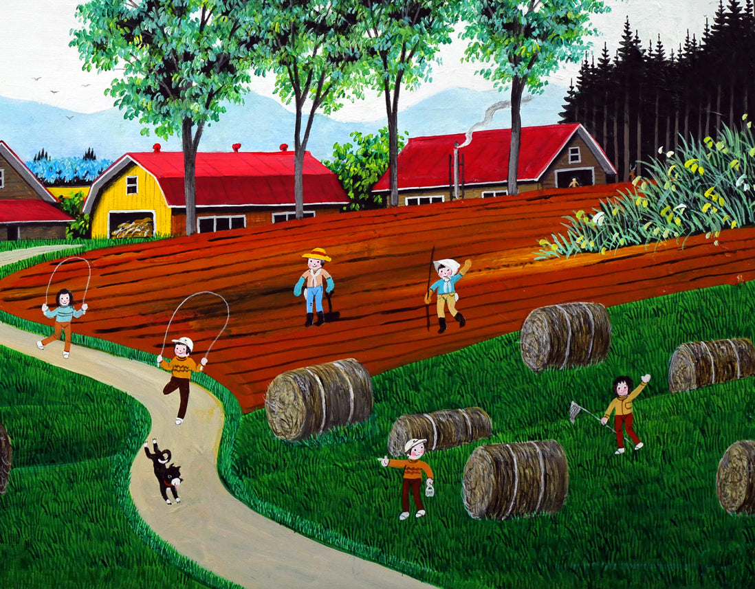 金井英明「干し草ロールがゴーロゴロ」肉筆アクリル画1点物・12号 拡大画像4