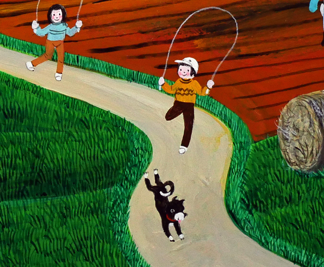 金井英明「干し草ロールがゴーロゴロ」肉筆アクリル画1点物・12号 拡大画像6