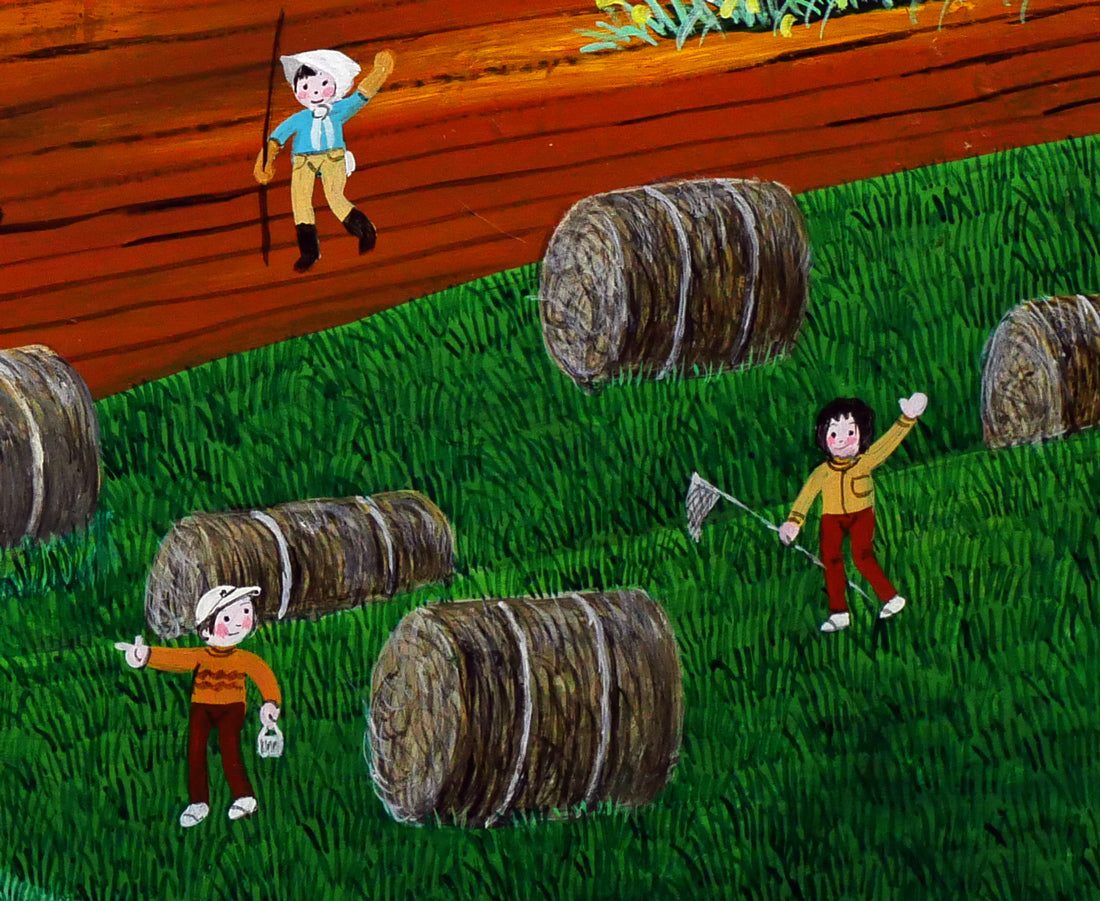 金井英明「干し草ロールがゴーロゴロ」肉筆アクリル画1点物・12号 拡大画像7