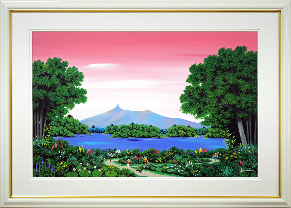 金井英明「大沼と駒ヶ岳(函館)」肉筆アクリル画1点物・15号