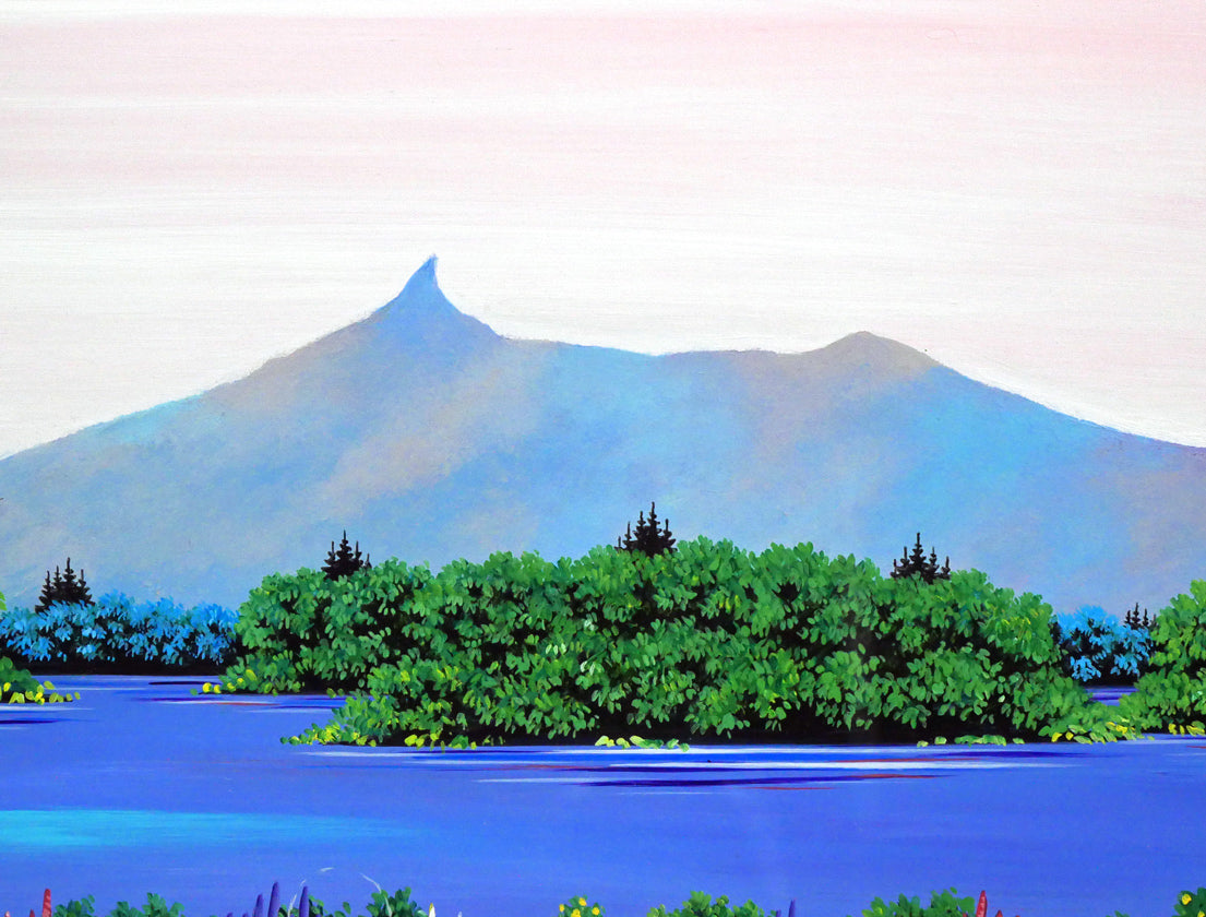 金井英明「大沼と駒ヶ岳(函館)」肉筆アクリル画1点物・15号 拡大画像5