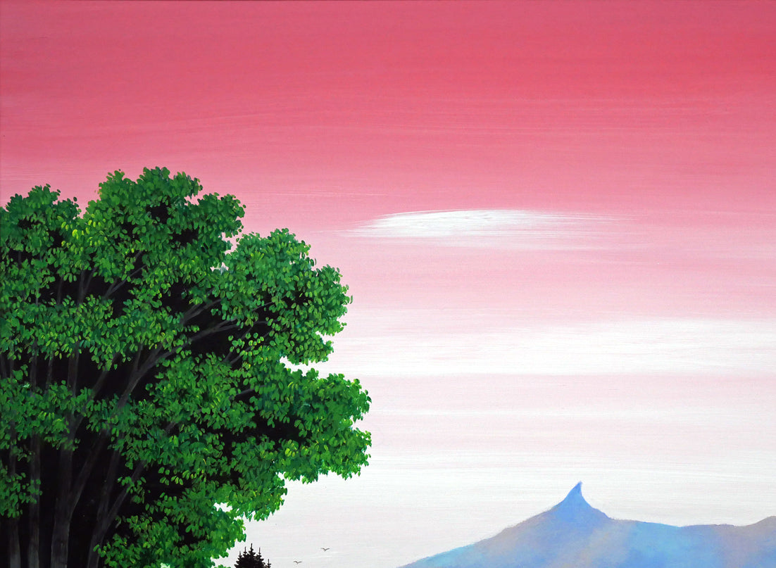 金井英明「大沼と駒ヶ岳(函館)」肉筆アクリル画1点物・15号 拡大画像1