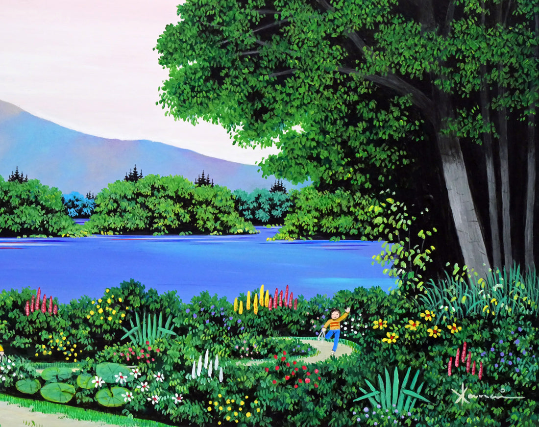 金井英明「大沼と駒ヶ岳(函館)」肉筆アクリル画1点物・15号 拡大画像4