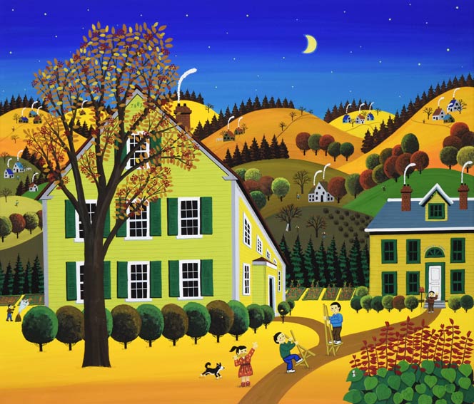 金井英明「透きとおった、秋の夜のはなし」アクリル画・10号 作品全体画像