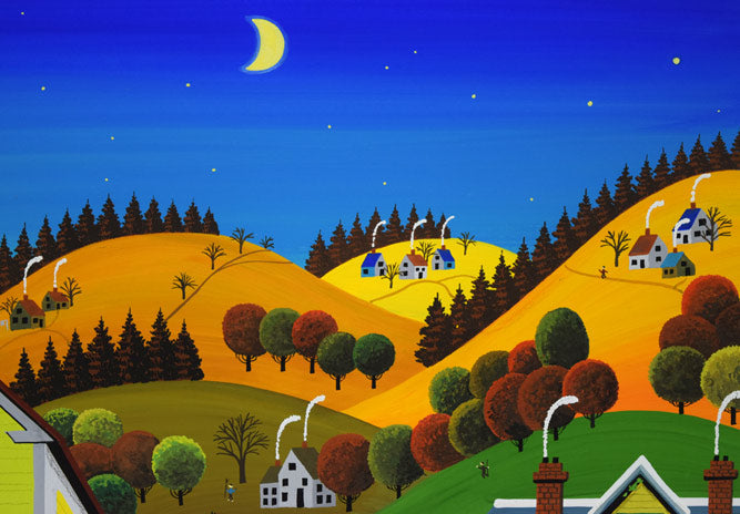 金井英明「透きとおった、秋の夜のはなし」アクリル画・10号 拡大画像2