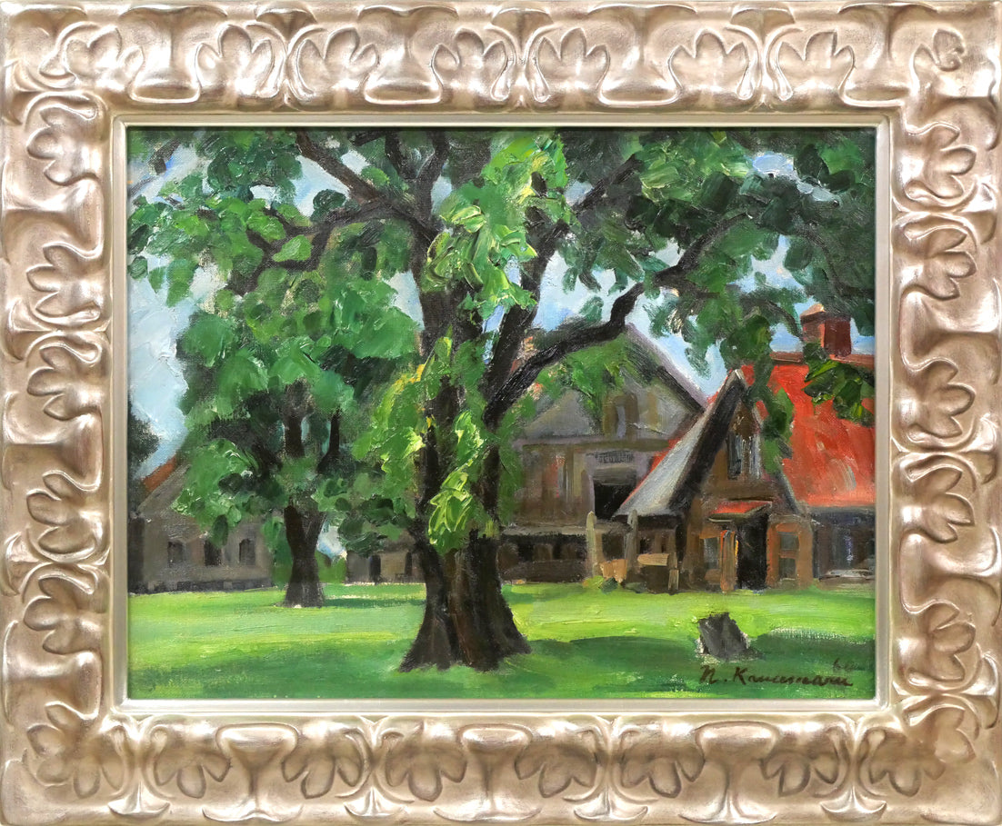 金丸直衛「楡の木(北大第二農場)」油絵・F6号