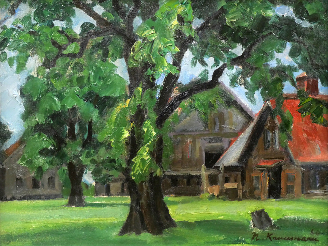 金丸直衛「楡の木(北大第二農場)」油絵・F6号 作品全体拡大画像