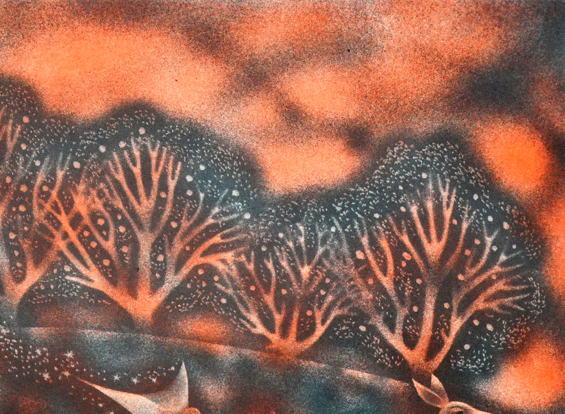 金沢一彦「春は馬車にのって」銅版画 拡大画像2