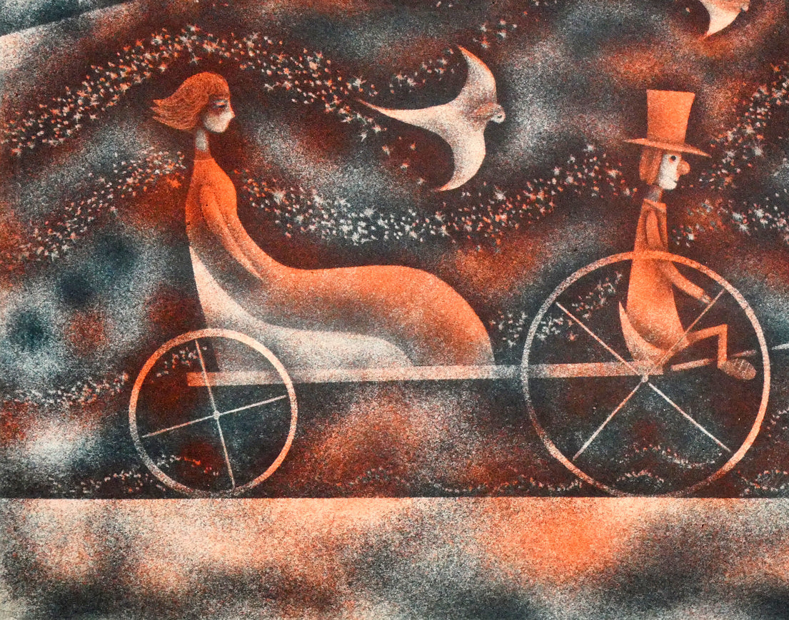 金沢一彦「春は馬車にのって」銅版画 拡大画像3