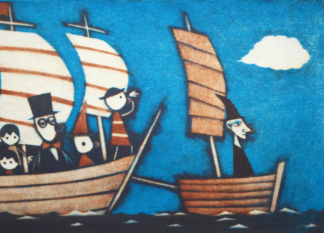 金沢一彦「移住者」銅版画 拡大画像3