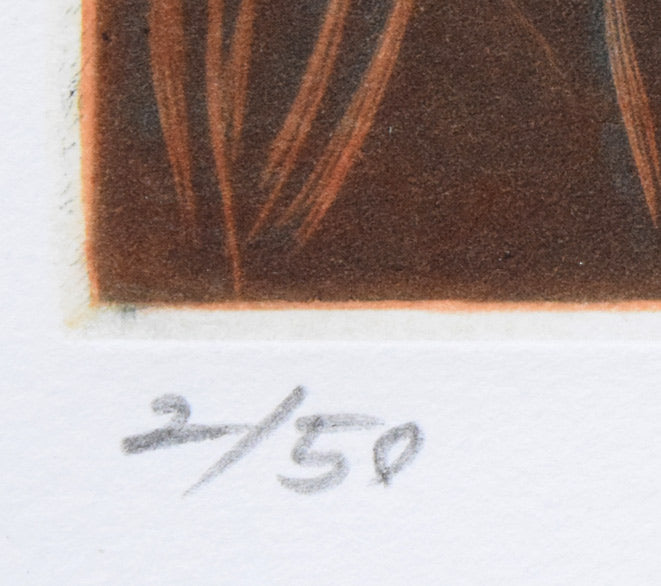 金沢一彦「郊外のドライブ」銅版画 限定番号(ed,2/50)