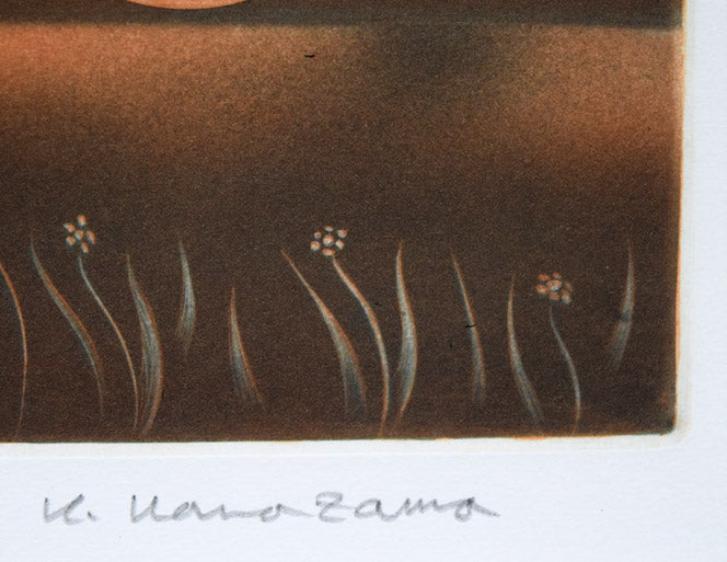 金沢一彦「郊外のドライブ」銅版画 本人直筆鉛筆サイン