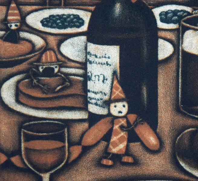 金沢一彦「にぎやかな食卓」銅版画　拡大画像3