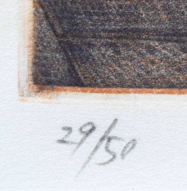 金沢一彦「人形芝居」銅版画 限定番号(ed,29/50)