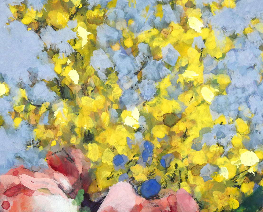 金子誠治「花」水彩画・色紙 拡大画像2