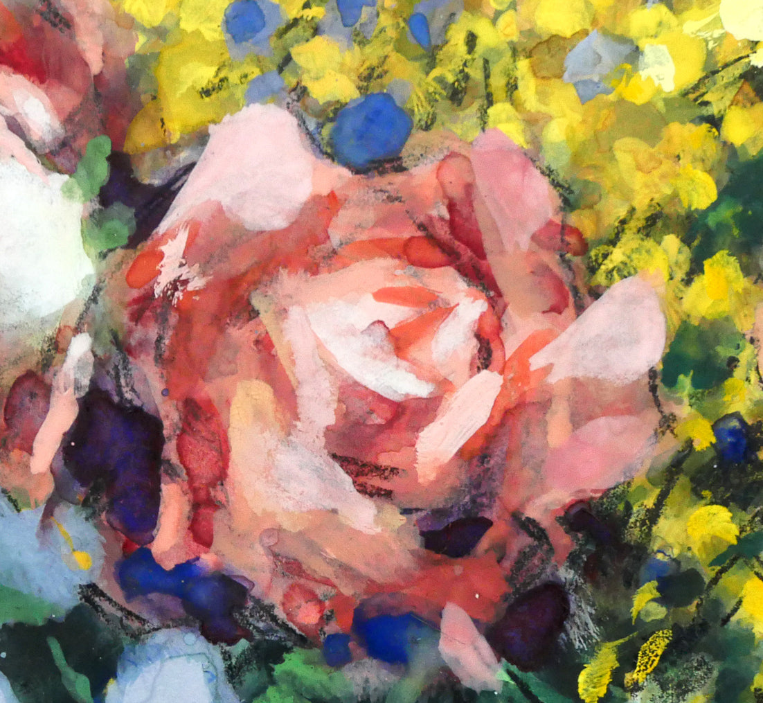 金子誠治「花」水彩画・色紙 拡大画像4