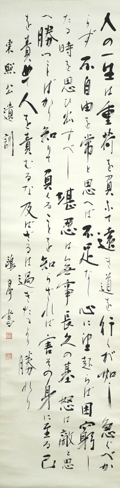 金子鷗亭「東照公遺訓」肉筆書掛軸 作品全体画像