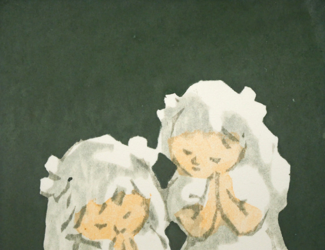 金子誠治「お祈り」木版画 拡大画像1