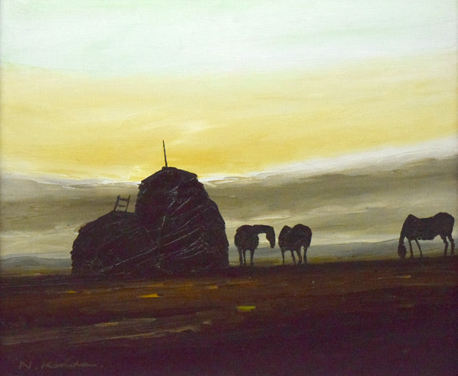 神田日勝「風景」油絵・F8号 作品全体拡大画像