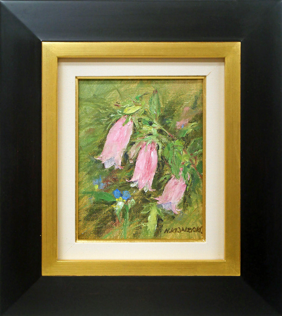 神崎宣彦「ホタルブクロ」油絵・F0号