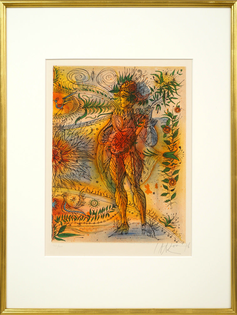 ジャン・カルズー(Jean CARZOU)「ファンタジー(マンドリン奏者)」リトグラフ