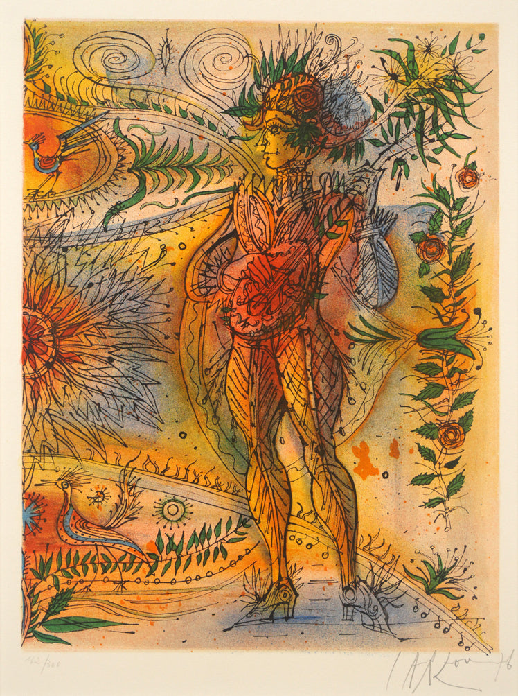 ジャン・カルズー(Jean CARZOU)「ファンタジー(マンドリン奏者)」リトグラフ 作品全体拡大画像