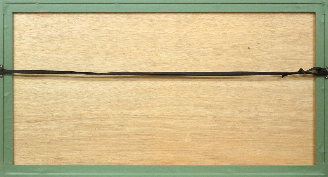 笠松三保子「夕照」木版画 額縁裏側画像