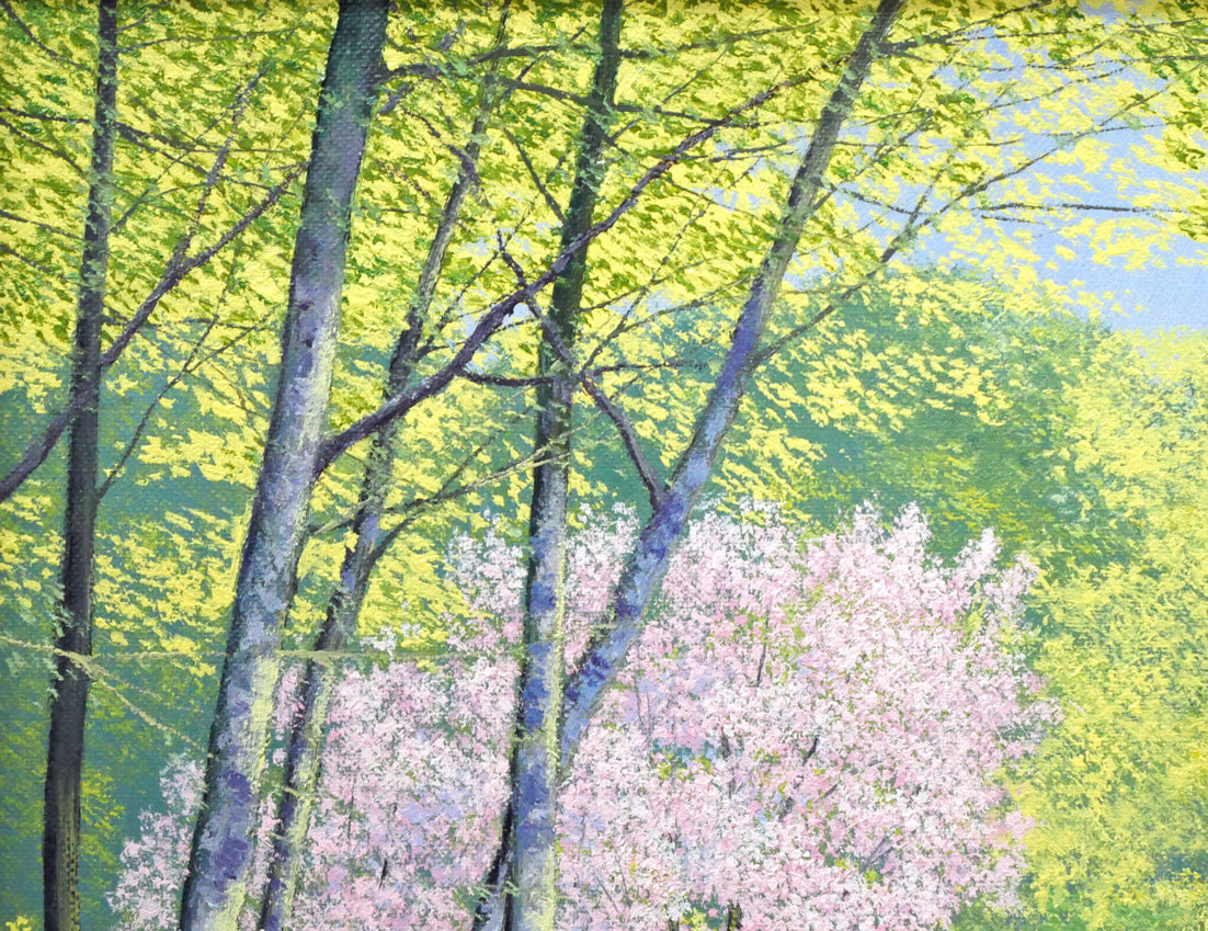 葛西俊逸「水辺の休日」油絵・P8号 拡大画像1