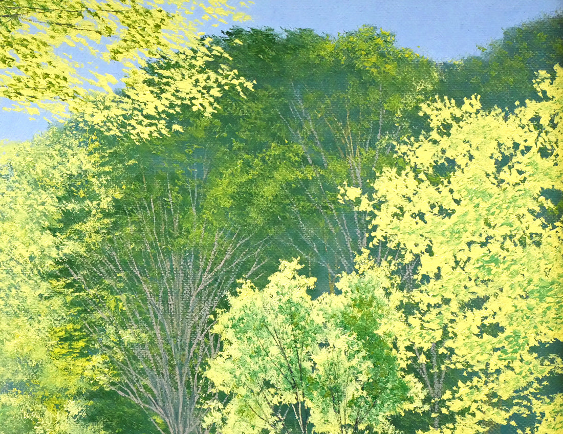 葛西俊逸「水辺の休日」油絵・P8号 拡大画像2