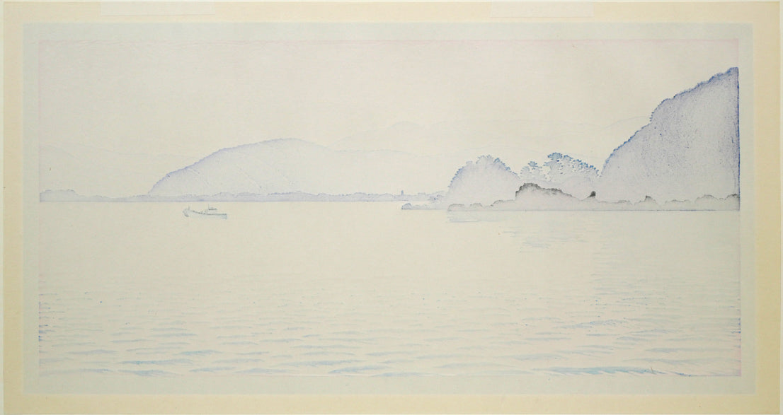 笠松三保子「朝の海」木版画 作品裏側画像