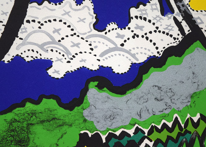 片岡球子「青富士」リトグラフ 拡大画像3