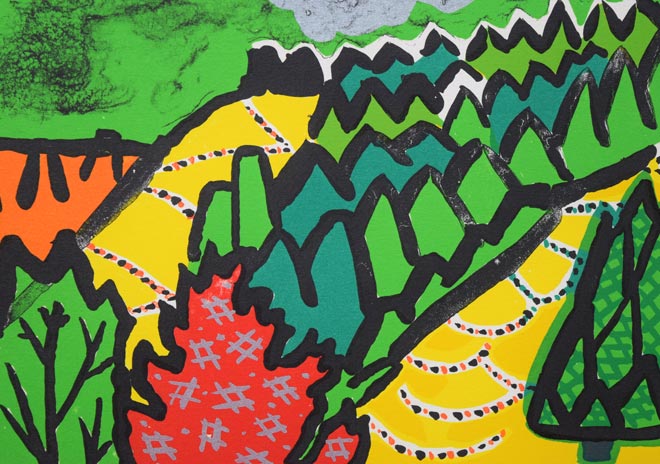 片岡球子「青富士」リトグラフ 拡大画像5