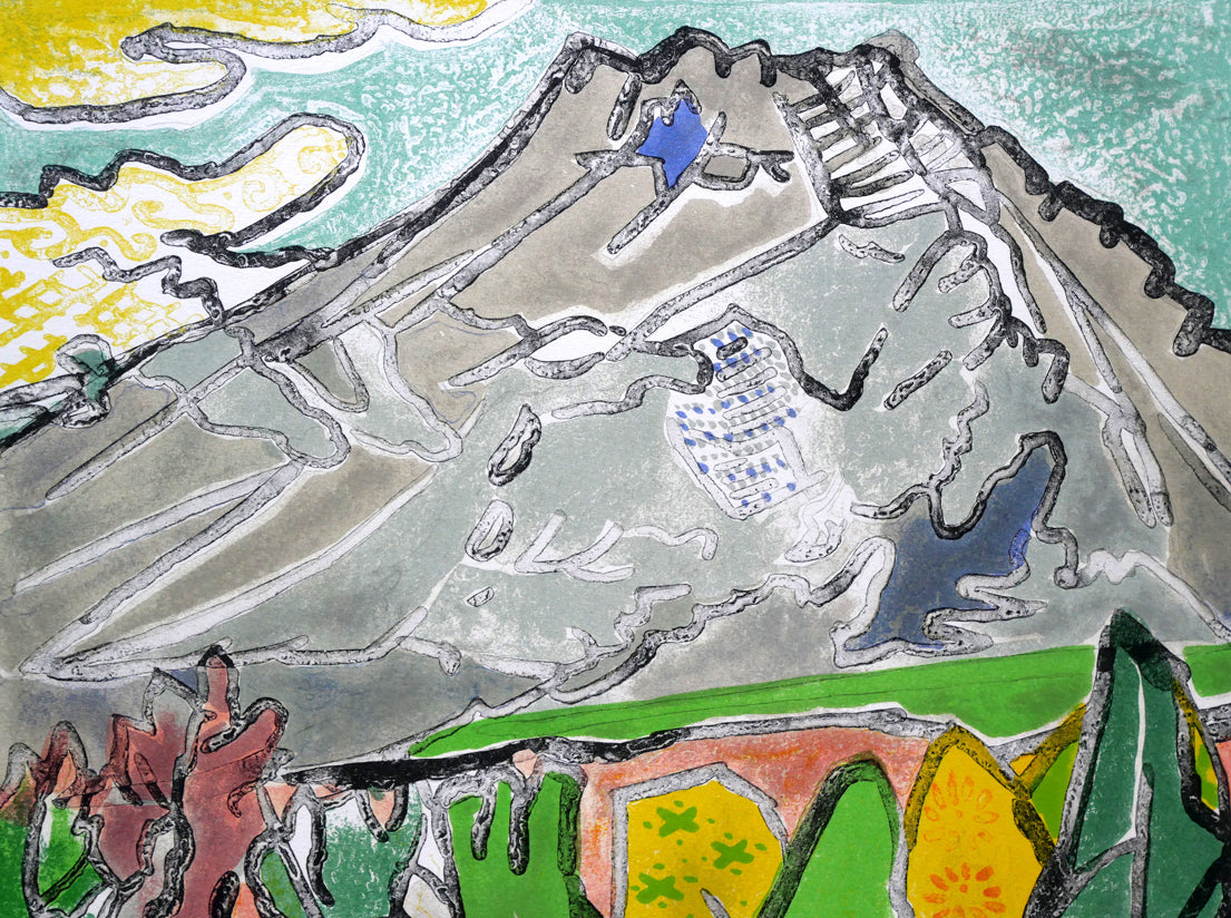 片岡球子「青木ヶ原の富士」リトグラフ 拡大画像1