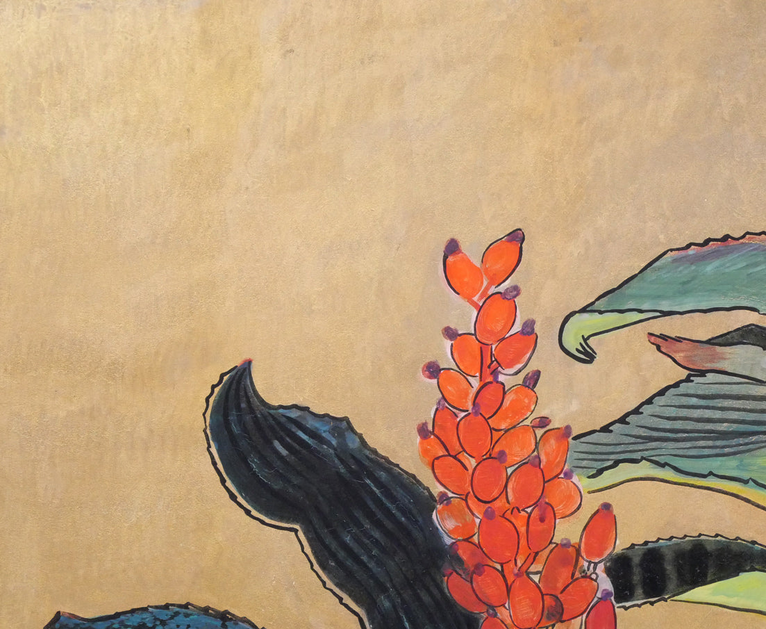 片岡球子「はな」日本画・M15号 拡大画像1