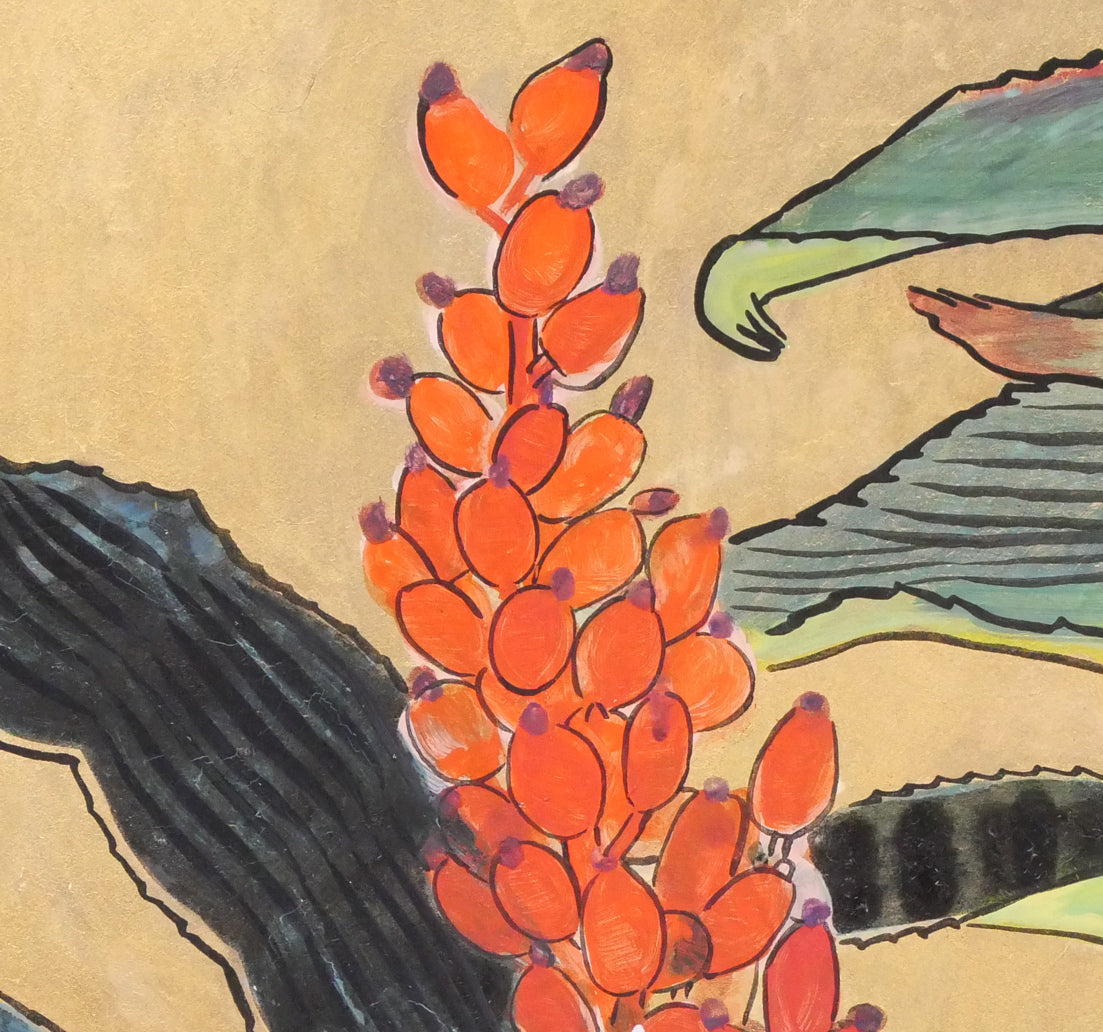 片岡球子「はな」日本画・M15号 拡大画像2