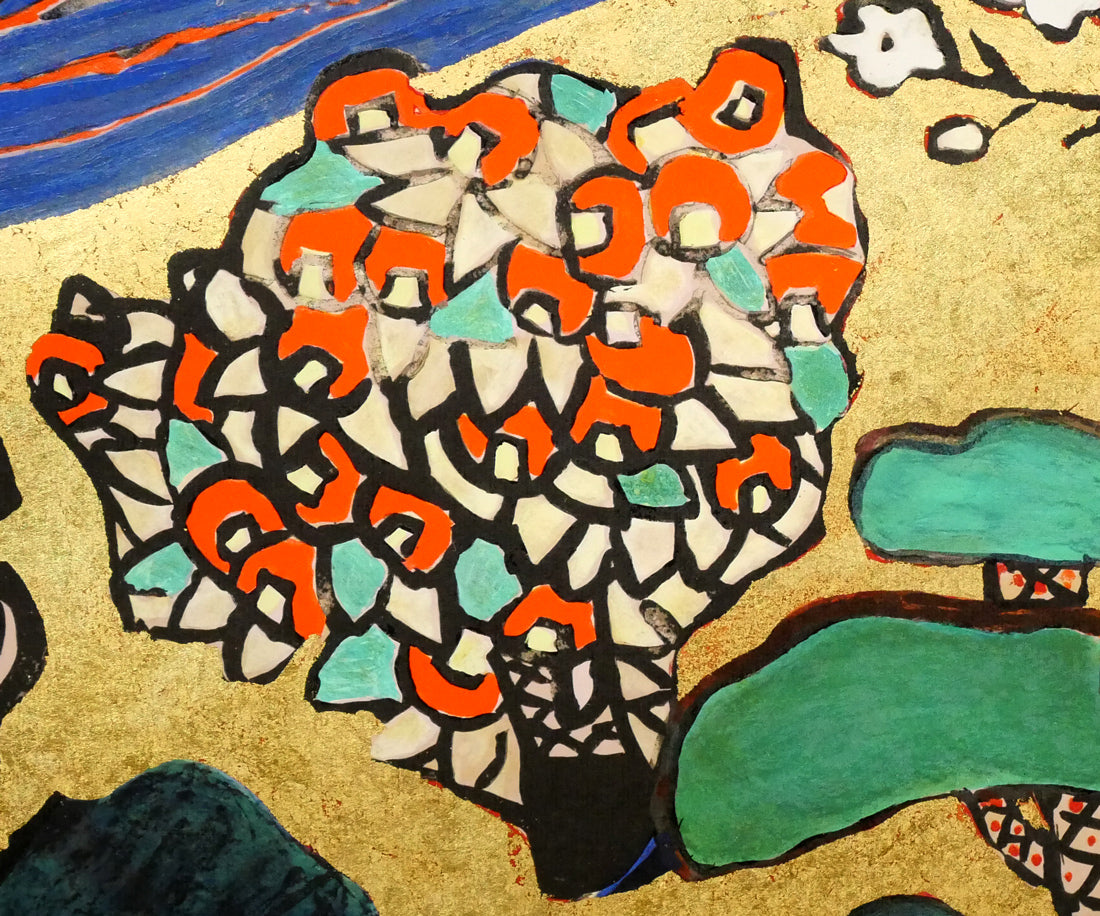 片岡球子「花咲く目出度き富士」リトグラフ 拡大画像5