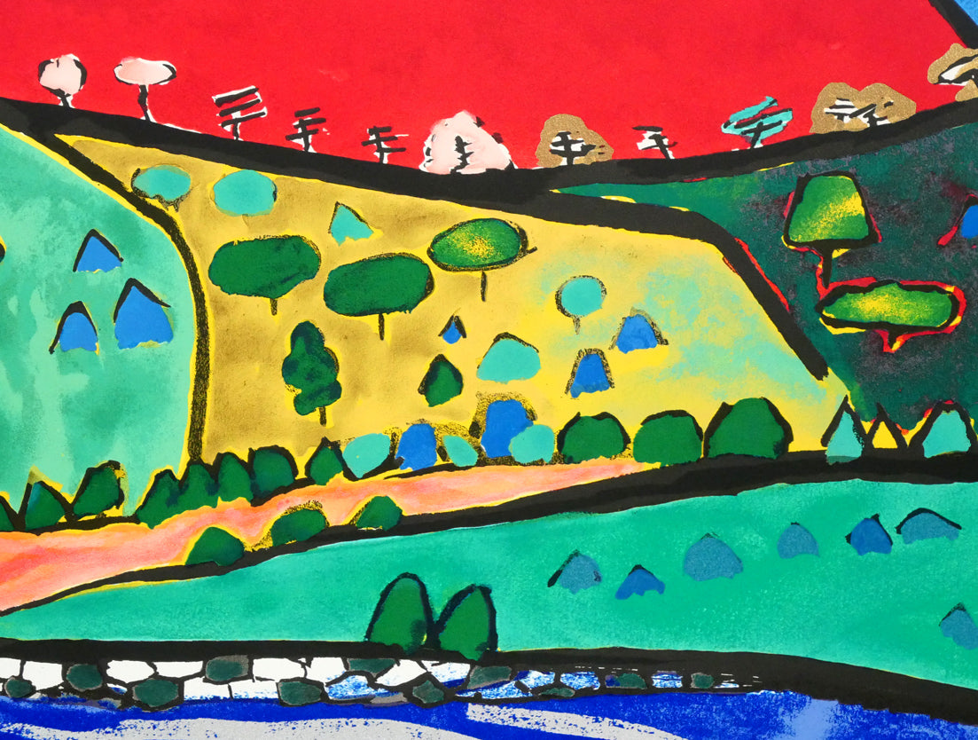 片岡球子「めでたき赤富士」リトグラフ 拡大画像7